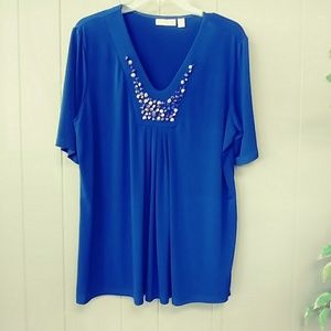 SUSAN GRAVER royal blue top,size lg.